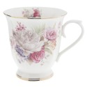 Clayre & Eef Tazza 200 ml Rosa Bianco Porcellana Rotondo Fiori