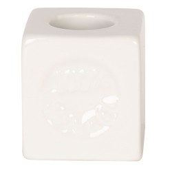 Clayre & Eef Tandenborstelhouder  4x4 cm Wit Keramiek Vierkant