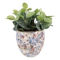 Clayre & Eef Fioriera Ø 18x17 cm Blu Beige Ceramica Rotondo Fiori