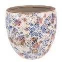 Clayre & Eef Planter Ø 13x11 cm Blue Beige Ceramic Round Flowers