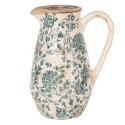 Clayre & Eef Brocca decorativa 1300 ml Verde Ceramica Rotondo Foglie