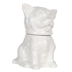 Clayre & Eef Pot de stockage Chien 20x20x26 cm Blanc Céramique