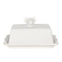 Clayre & Eef Butter Dish 18x14x8 cm White Ceramic Rectangle Cow