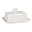 Clayre & Eef Botervloot  18x14x8 cm Wit Keramiek Rechthoek Koe