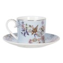 Clayre & Eef Tasse mit Untertasse 220 ml Blau Porzellan Rund Blumen