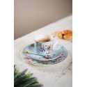 Clayre & Eef Tasse et soucoupe 220 ml Bleu Porcelaine Rond Fleurs