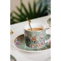 Clayre & Eef Tasse mit Untertasse 220 ml Grün Porzellan Rund Blumen