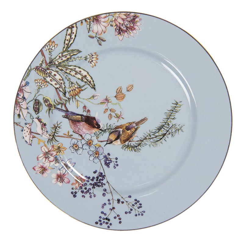 Clayre & Eef Assiette de petit déjeuner Ø 20 cm Bleu Céramique Rond Fleurs