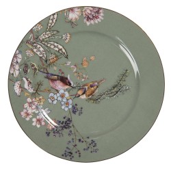 Clayre & Eef Assiette de petit déjeuner Ø 15 cm Vert Céramique Rond Fleurs