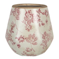 Clayre & Eef Bloempot  Ø 11x11 cm Beige Roze Keramiek Rond Bloemen