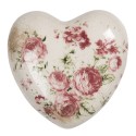 Clayre & Eef Decorazione Cuore 11x11x4 cm Beige Rosa  Ceramica A forma di cuore Fiori