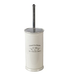 Clayre & Eef Toilet Brush with Holder 24 cm White Ceramic Round