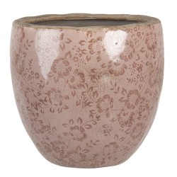 Clayre & Eef Planter Ø 20x19 cm Pink Ceramic Round Flowers