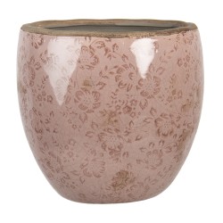 Clayre & Eef Bloempot  Ø 18x17 cm Roze Keramiek Rond Bloemen