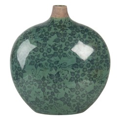 Clayre & Eef Vase 29x13x31 cm Vert Céramique Ovale Fleurs