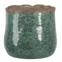 Clayre & Eef Planter Ø 18x16 cm Green Ceramic Round Leaves