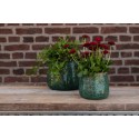 Clayre & Eef Bloempot  Ø 18x16 cm Groen Keramiek Rond Bladeren