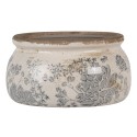 Clayre & Eef Bloempot  Ø 16x8 cm Grijs Beige Keramiek Rond Bloemen