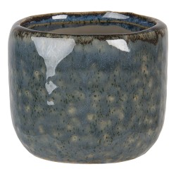 Clayre & Eef Bloempot  8 cm Blauw Keramiek Rond