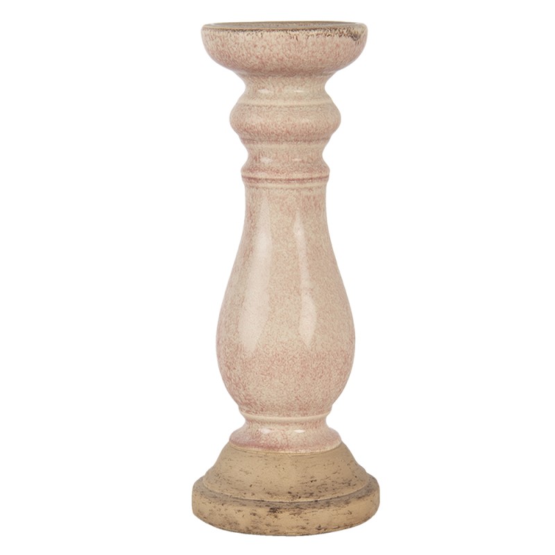 Clayre & Eef Candelabro Ø 14x36 cm Rosa Ceramica Rotondo