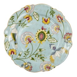 Clayre & Eef Breakfast Plate Ø 20 cm Blue Ceramic Round Flowers