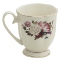 Clayre & Eef Tasse 290 ml Weiß Porzellan Rund Blumen