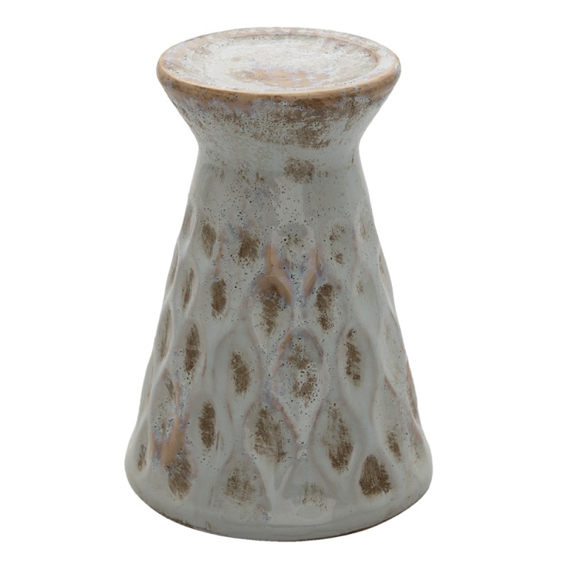 Clayre & Eef Candelabro Ø 14x21 cm Grigio Ceramica Rotondo