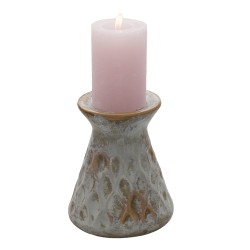 Clayre & Eef Candelabro Ø 14x16 cm Grigio Ceramica Rotondo