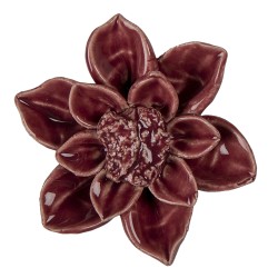 Clayre & Eef Figurine Flower Ø 8x4 cm Red Ceramic