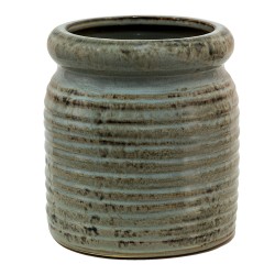 Clayre & Eef Blumentopf Ø 16x16 cm Grau Braun Keramik Rund