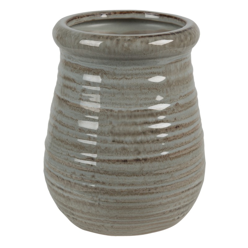 Clayre & Eef Bloempot  Ø 15x19 cm Grijs Bruin Keramiek Rond