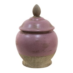 Clayre & Eef Pot de stockage Ø 19x26 cm Rose Beige Céramique