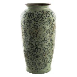 Clayre & Eef Vase Ø 17x35 cm Green Ceramic Flowers