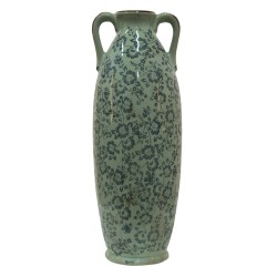 Clayre & Eef Vase Ø 16x45 cm Green Ceramic Flowers