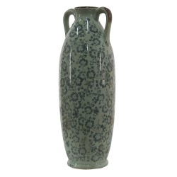 Clayre & Eef Vase Ø 16x45 cm Vert Céramique Fleurs