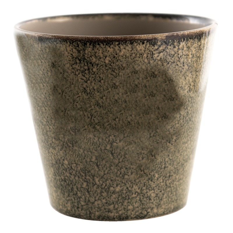 Clayre & Eef Bloempot  Ø 17x16 cm Groen Keramiek Rond