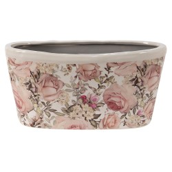 Clayre & Eef Pot de fleurs 27x13x14 cm Rose Céramique Fleurs