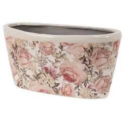 Clayre & Eef Pot de fleurs 27x13x14 cm Rose Céramique Fleurs