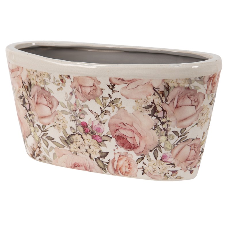 Clayre & Eef Blumentopf 27x13x14 cm Rosa Keramik Blumen