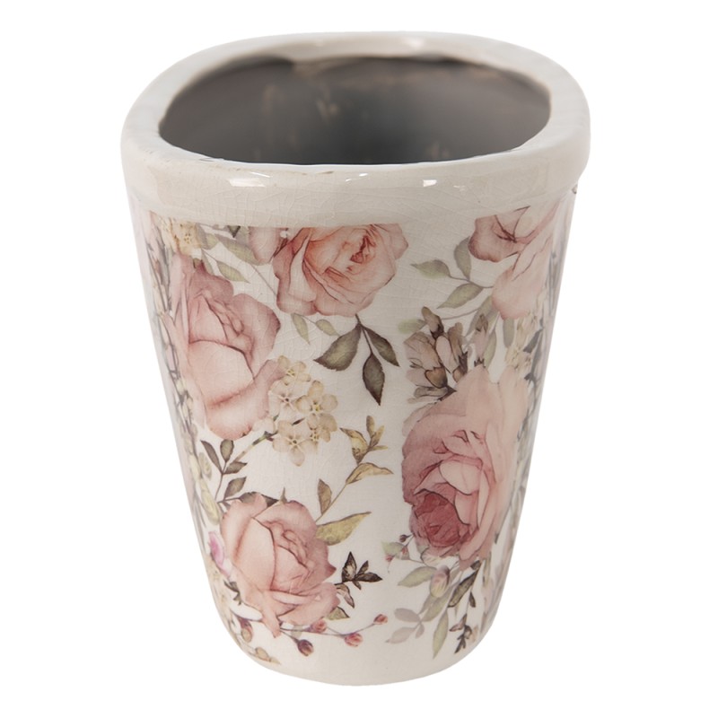 Clayre & Eef Blumentopf 27x13x14 cm Rosa Keramik Blumen