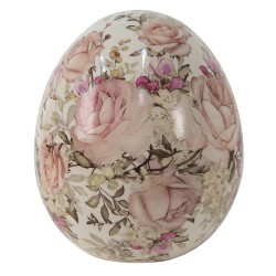 Clayre & Eef Figurine Œuf Ø 14x16 cm Rose Céramique Rond Fleurs