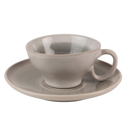 Clayre & Eef Cup and Saucer 100 ml Grey Green Ceramic