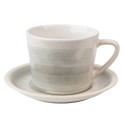 Clayre & Eef Tasse et soucoupe 200 ml Gris Vert Céramique