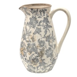 Clayre & Eef Brocca decorativa 24x17x30 cm Grigio Beige Ceramica Fiori