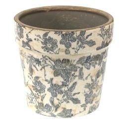 Clayre & Eef Bloempot  Ø 16x15 cm Grijs Beige Keramiek Bloemen