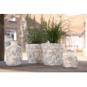 Clayre & Eef Vaso  Ø 11x17 cm Grigio Beige Ceramica Fiori