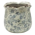 Clayre & Eef Pot de fleurs Ø 15x14 cm Gris Beige Céramique Fleurs