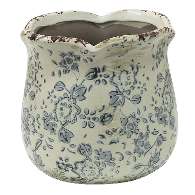 Clayre & Eef Fioriera Ø 15x14 cm Grigio Beige Ceramica Fiori