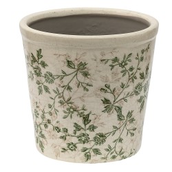 Clayre & Eef Pot de fleurs Ø 16x16 cm Vert Beige Céramique Fleurs