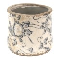 Clayre & Eef Planter Ø 8x7 cm Grey Beige Ceramic Flowers